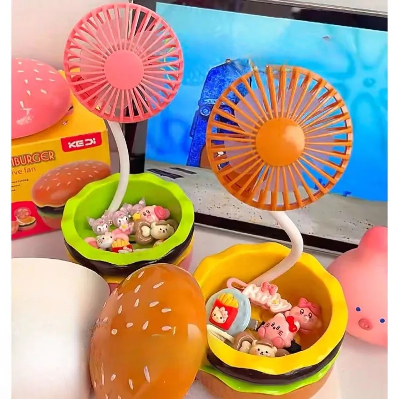 

Creative Hamburg Multi Functional Handheld Fan Office Desktop Portable Student Dormitory USB Charging Small Fan