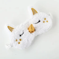 Unicorn Rainbow Plush Sleeping Mask - Cute Cartoon Eye Cover (White x 1)