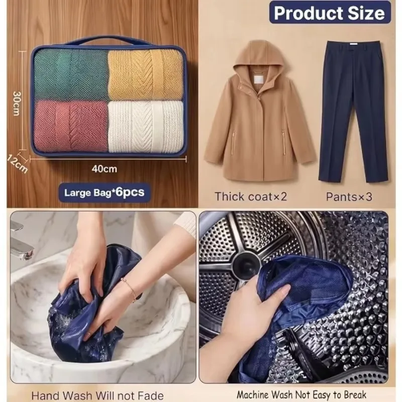 Foldable Travel Packing Cubes with Breathable Mesh Design - Lightweight Organizers