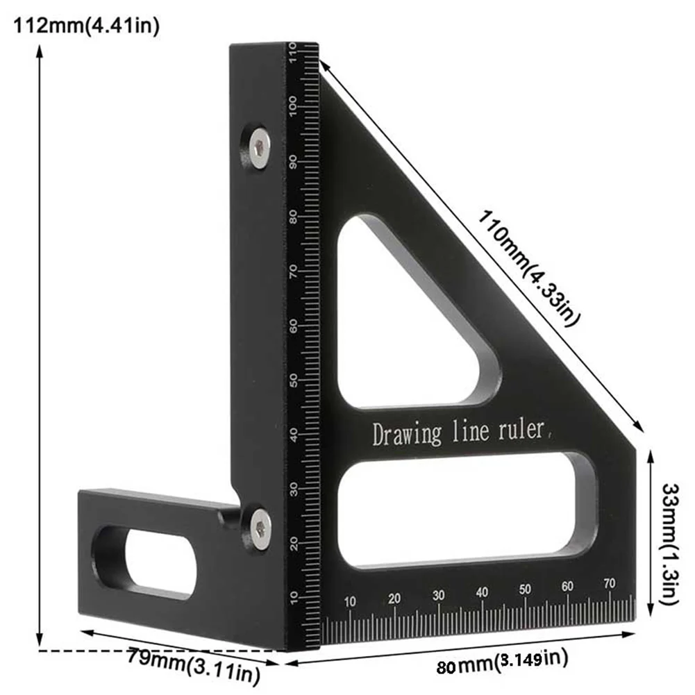 Carpenter Square Woodworking Square Protractor Aluminum Miter Triangle Ruler Multi Angle 45/90 Degree Layout Measuring Ruler 6