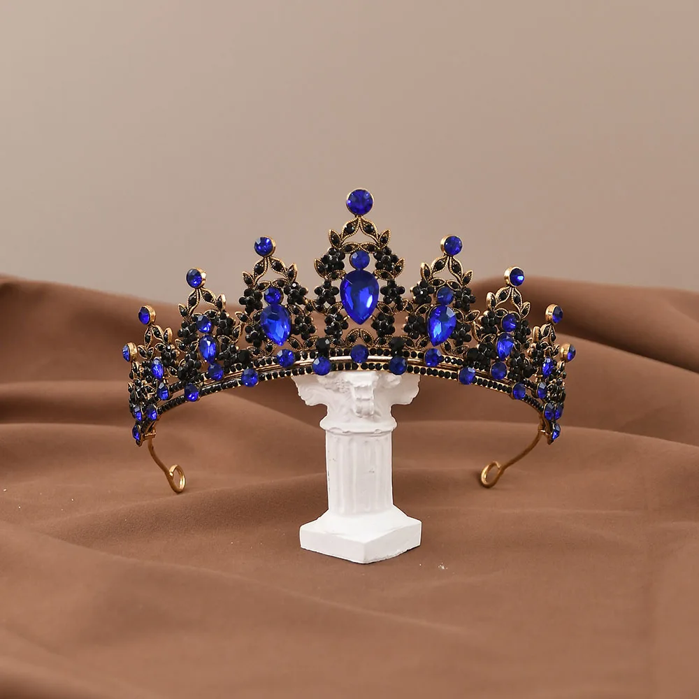 Baroque Retro Black Luxury Crown Bridal Tiara Wedding Dress Wedding 18th Birthday Female Cake Crown Gift Hair Accessories