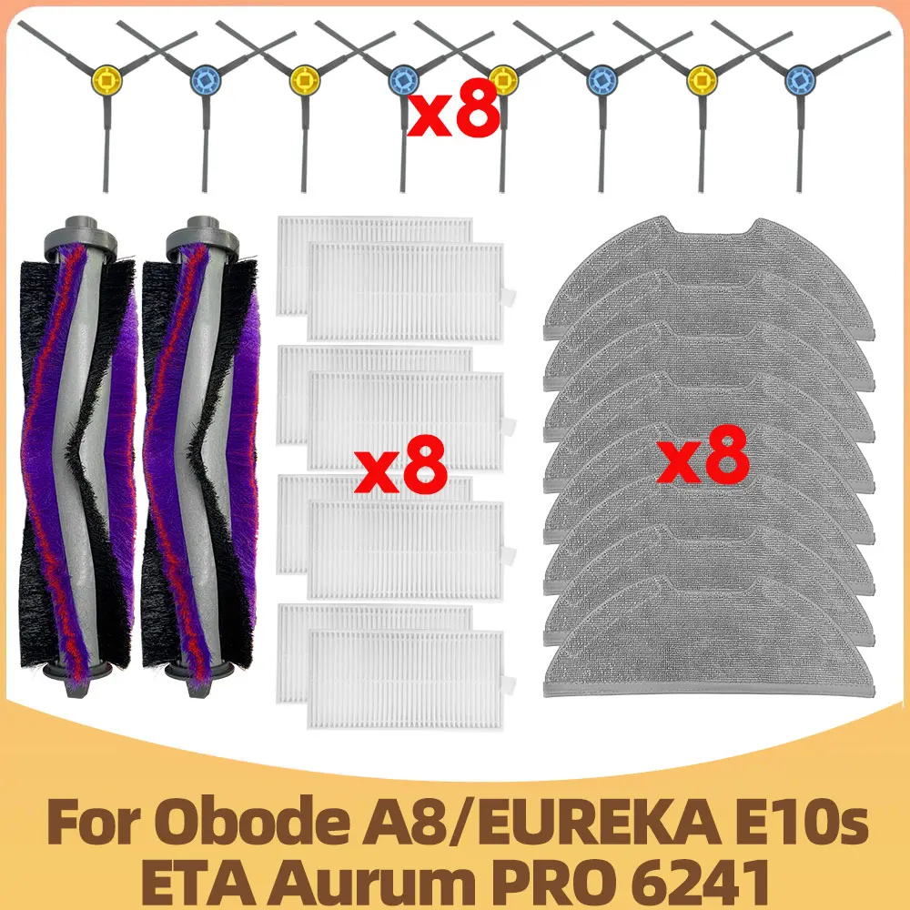 Compatível com Peças de Reposição para Obode A8eureka E10seta Aurum Pro 6241 Escova Lateral Principal Mop Pano Filtro Hepa