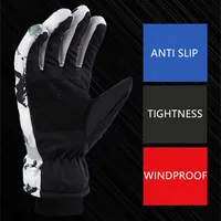 Winter Warm Snowboard Ski Gloves Thicken Fleece Non-slip Waterproof Gloves Touch Screen Motorcycle PU Leather Snow Sports Gloves 2
