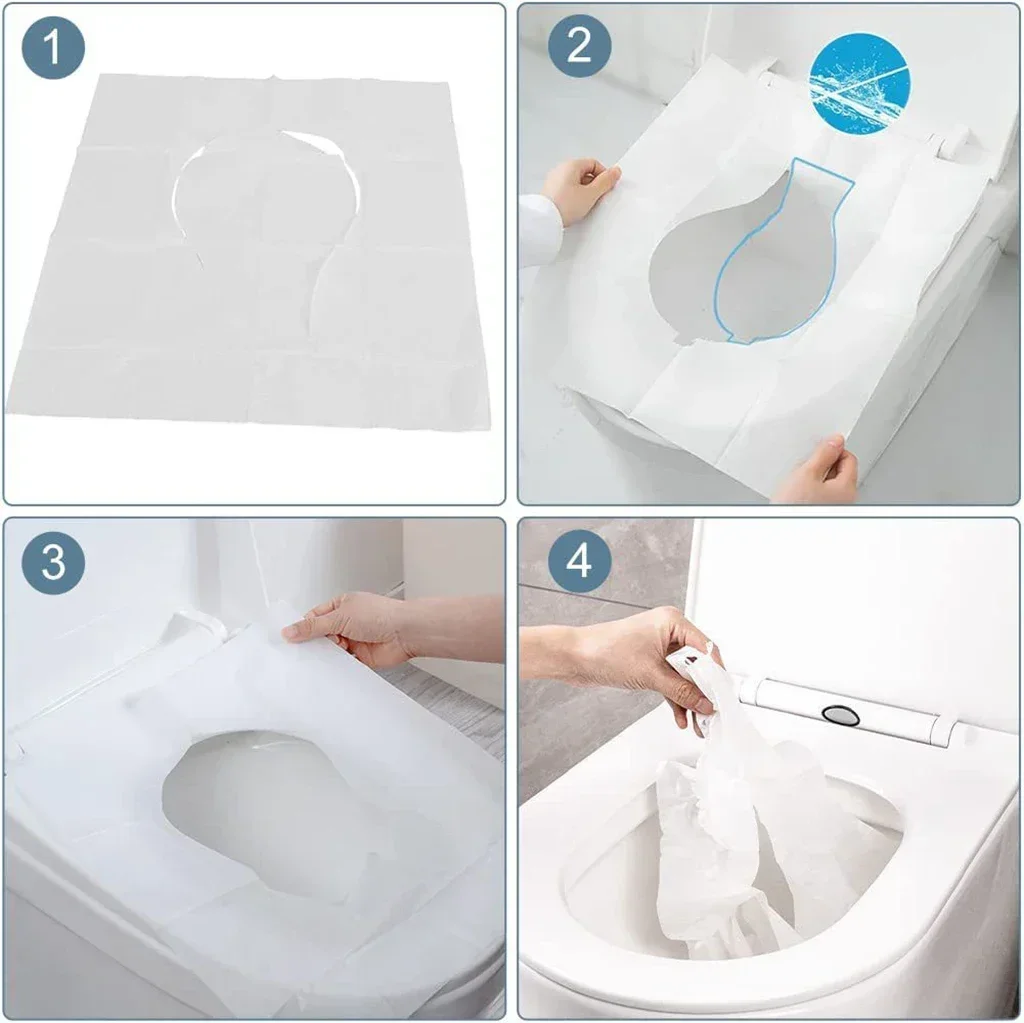 10/30/50PCS Portable Disposable Toilet Seat Covers Type Travel Camping Hotel Bathroom Accessories Paper Waterproof Soluble Water 4