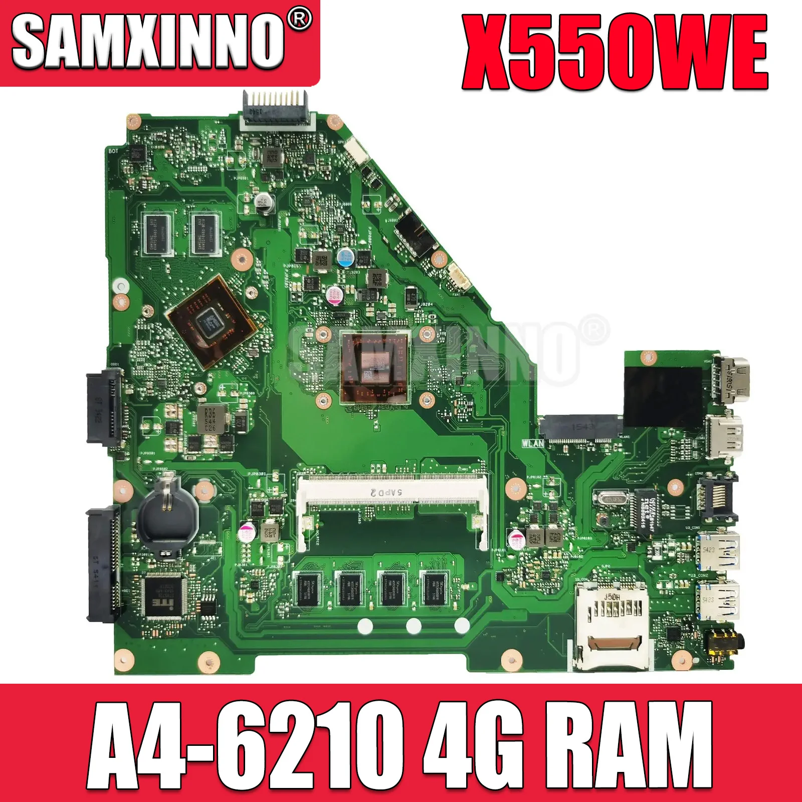Материнская плата для ноутбука X550WE с процессором A4-6210, 4 Гб ОЗУ