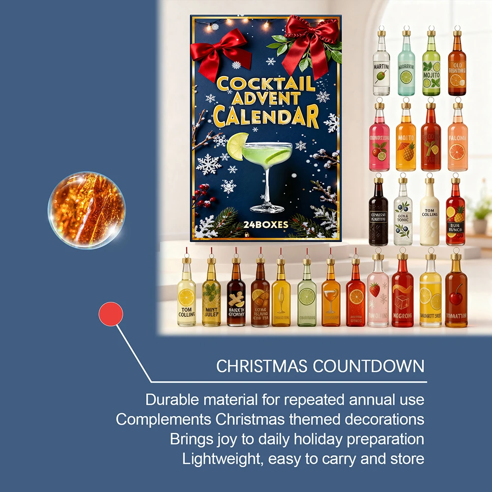 Weihnachtsgeister-Kalender für Feiertagsfeiern, 24 Tage festliche Cocktail-Überraschungen, Urlaubsparty – Detail 5