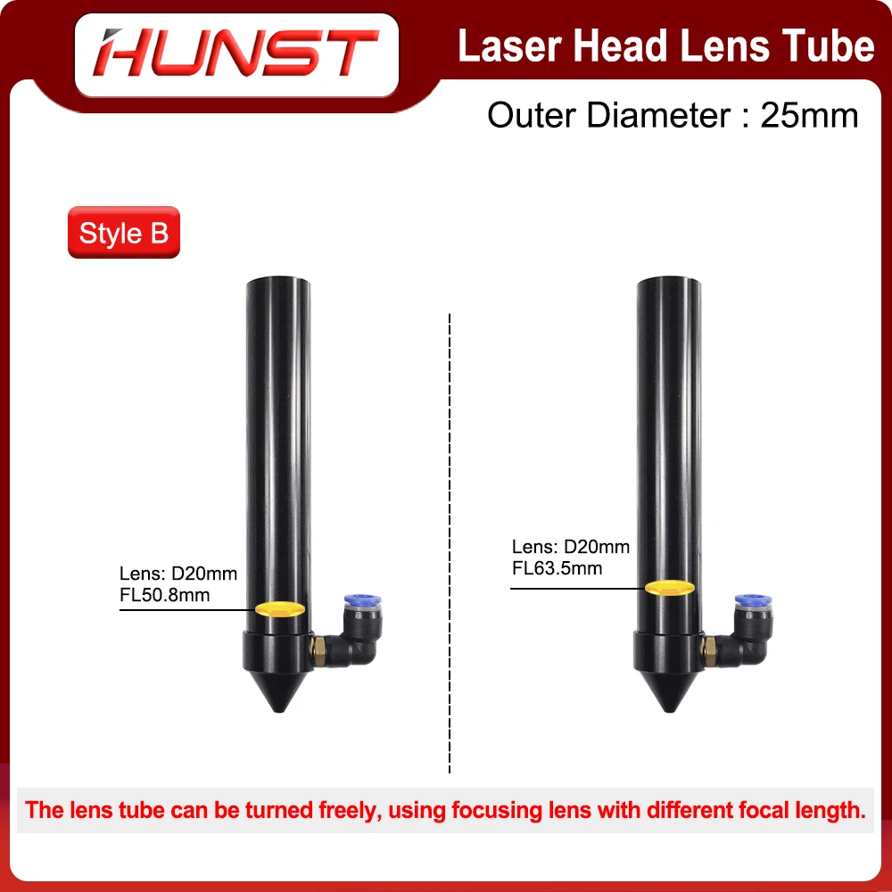 HUNST CO2 Laser Head Lens Tube Air Nozzle Laser Output Lens Diameter 20mm Focal Length 50.8/63.5mm Engraving Cutting Machine co2 laser head parts
