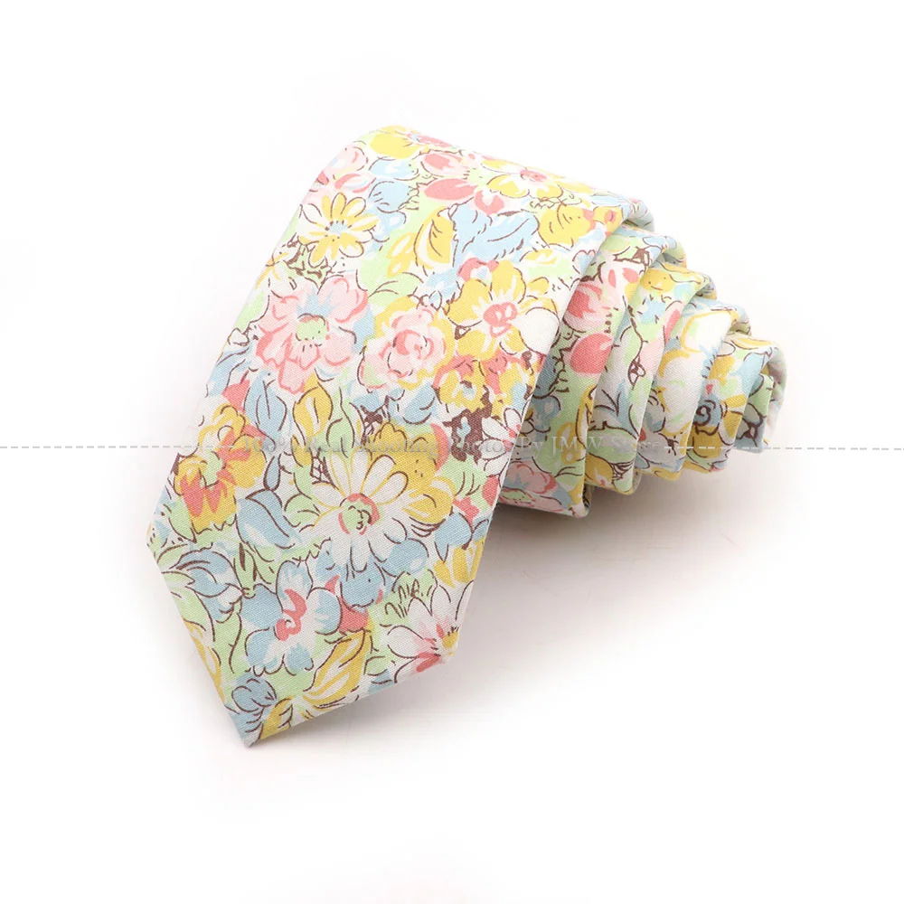 Men's Casual Chic Floral Neck Tie Cotton Beautiful Elegant Tie Wedding Party Suit Collar Flower Necktie Gravata Accessories Gift