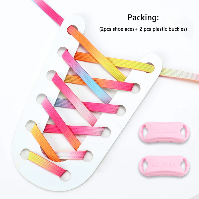 Innovation Elastic Laces Sneakers Rainbow Flats Shoe laces without ties Kids Adult No Tie Shoelaces Glitter Shoes Accessories