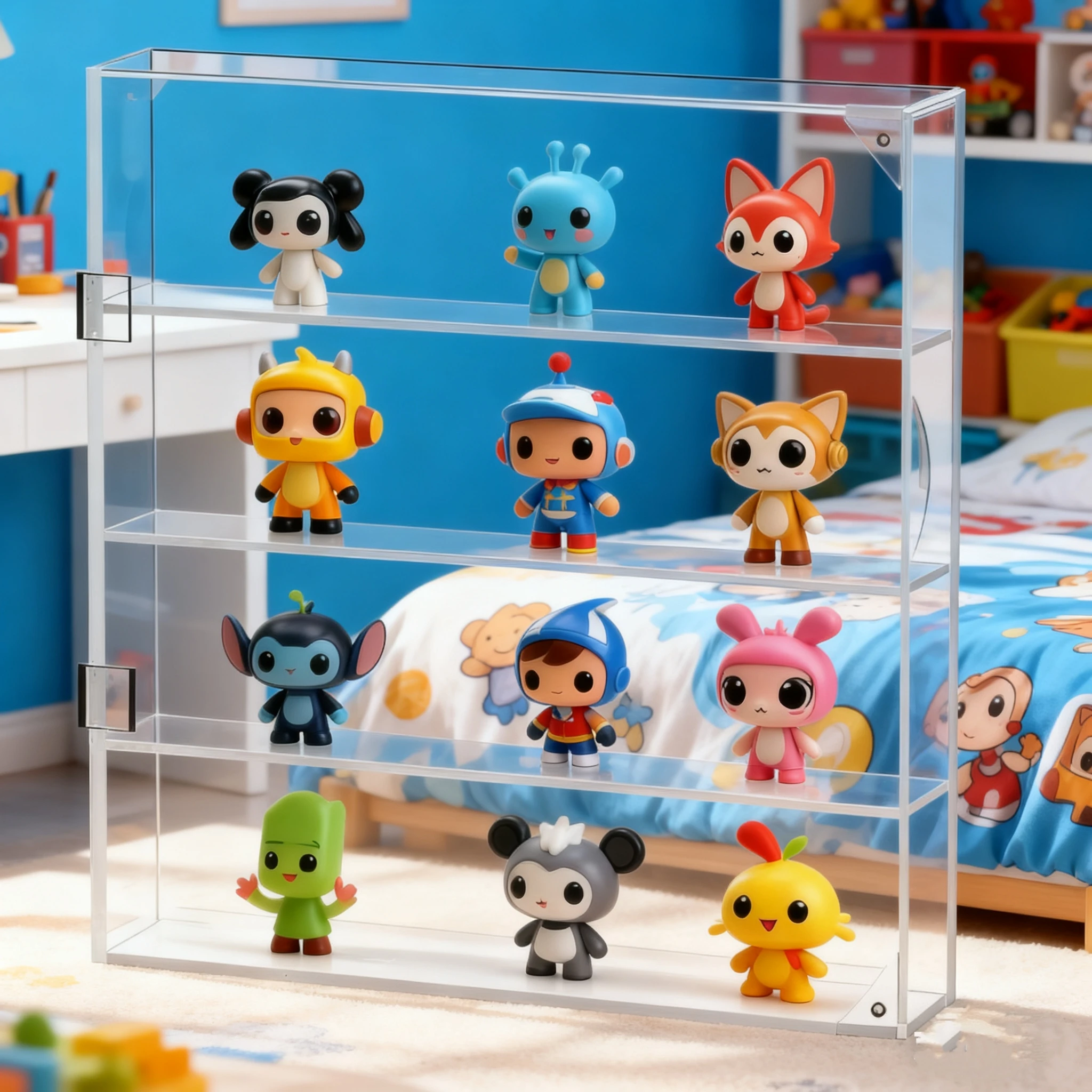 Vitrina Acrílica Con Luz Para Coleccionables – Expositor De 3 Niveles Con Escalera Extraíble, Protección Antipolvo Y Luz USB, Ideal Para Funko Pop, Figuras, Perfumes Y Recuerdos, Tamaño 31.6x18x26.4 Cm