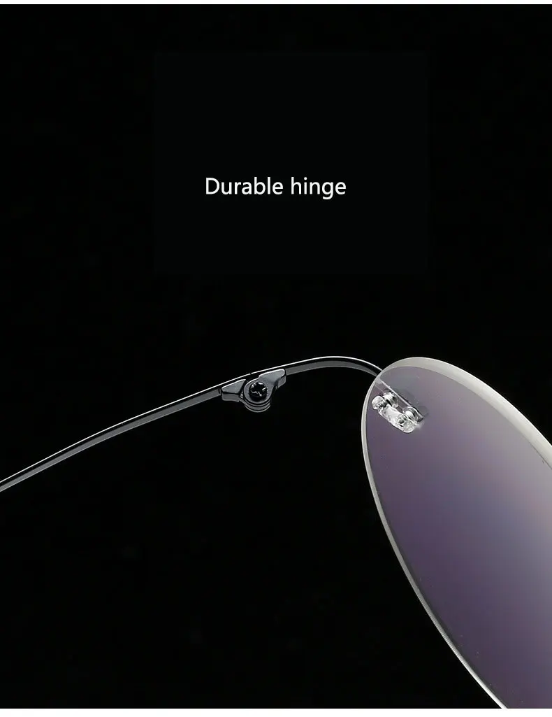 BOYSEEN Rahmenlose runde ultraleichte Lesebrille aus Titan, Anti-Blaulicht, komfortable Business-Hyperopiebrille – Detail 12