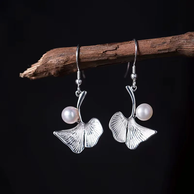 Amxiu Mode Schmuck Handgemachte Natürliche Perle Ohrringe Echt 925 Sterling Silber Ohrringe Für Frauen Mädchen Piercings Zubehör – Detail 1