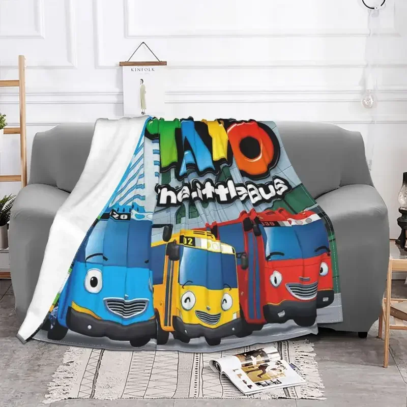 Tayo The Little Bus Blanket anime cartoon cute for kids Fleece Throw Blankets Bedding Couch Personalised Soft Warm Bedspread 2