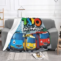 Tayo The Little Bus Blanket anime cartoon cute for kids Fleece Throw Blankets Bedding Couch Personalised Soft Warm Bedspread 2