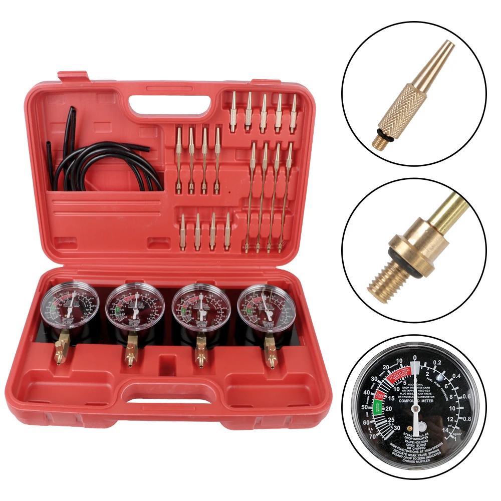 Carb Sync Gauge Kit Universal Motorcycle With Hose Fuel Vacuum