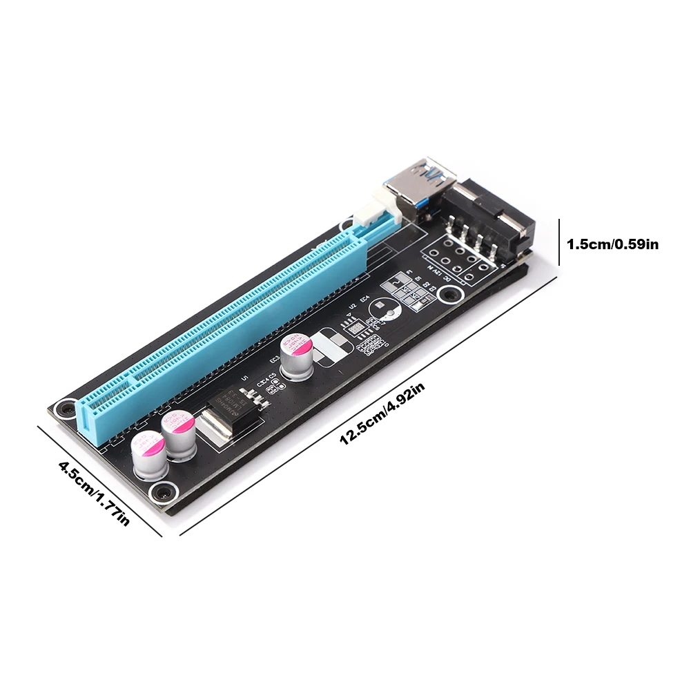 PCI-E 라이저 카드, PCI 익스프레스 1x 16x 라이저 익스텐더 라이저 어댑터, USB 3.0 케이블, SATA 4 핀 전원, 채굴 카드