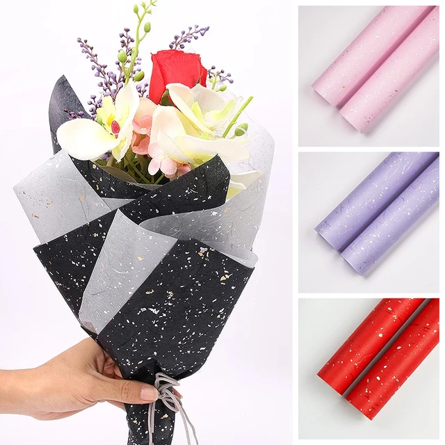 60 Floral Wrapping Paper Pink Black White Waterproof Flower Bouquet  Wrapping Paper with Gold Border - AliExpress