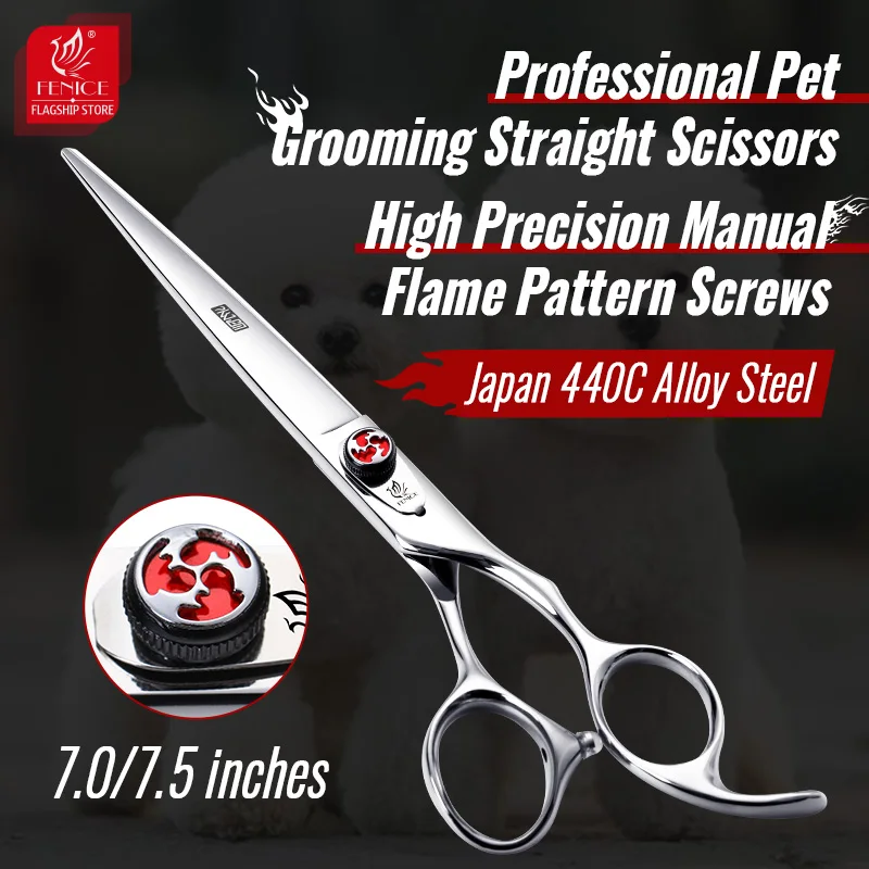 Fenice Professional 7.0/7.5 Inch JP440C Pet Grooming Scissors Cutting Straight Shears to Cut Hair for Dogs