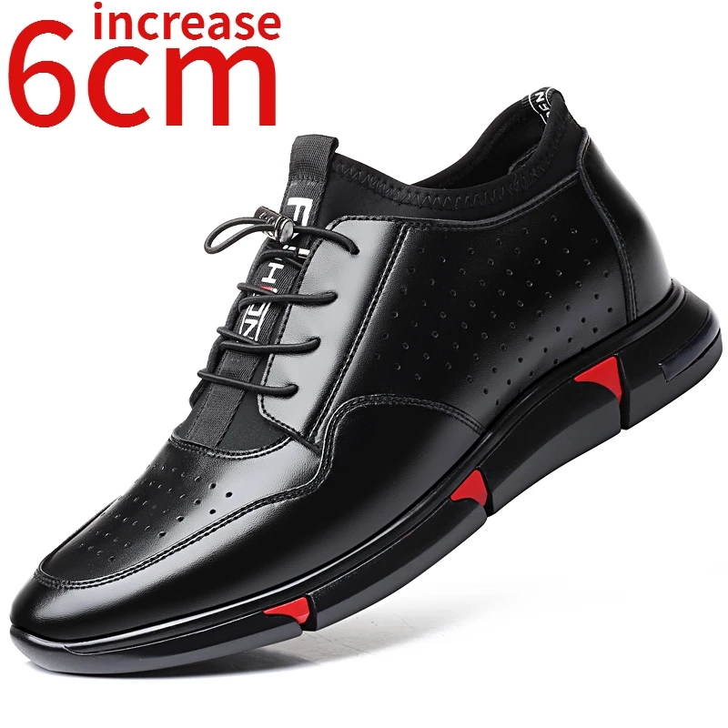 

Elevated Men Shoes 6cm Height Increased Sneakers Casual Sports Breathable Leather Shoes British Invisible Heightening Shoes Men