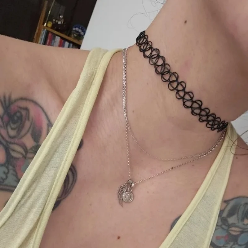 12pcs Hot Sale Vintage Chokers Necklaces For Women Stretch Tattoo Necklaces Elastic Chocker Simple Trendy Girls Short Pendant - Image 2