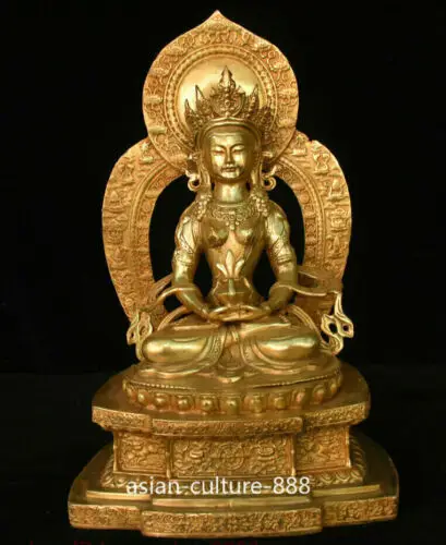 

Old Tibet Bronze Gilt Amitayus longevity God Goddess Boddhisattva Buddha Statue