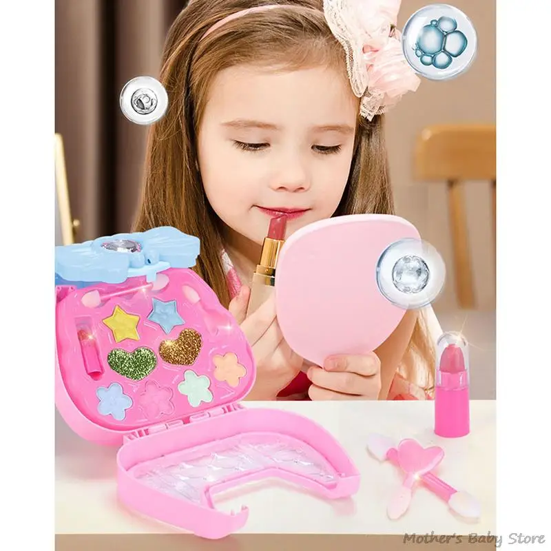 Children DIY Pretend Play Makeup Box Toy Simulation Princess Cosmetics Girls House Lipstick Eye Shadow Blush Set Gift makeup toy,princess pretend toys,cosmetics set