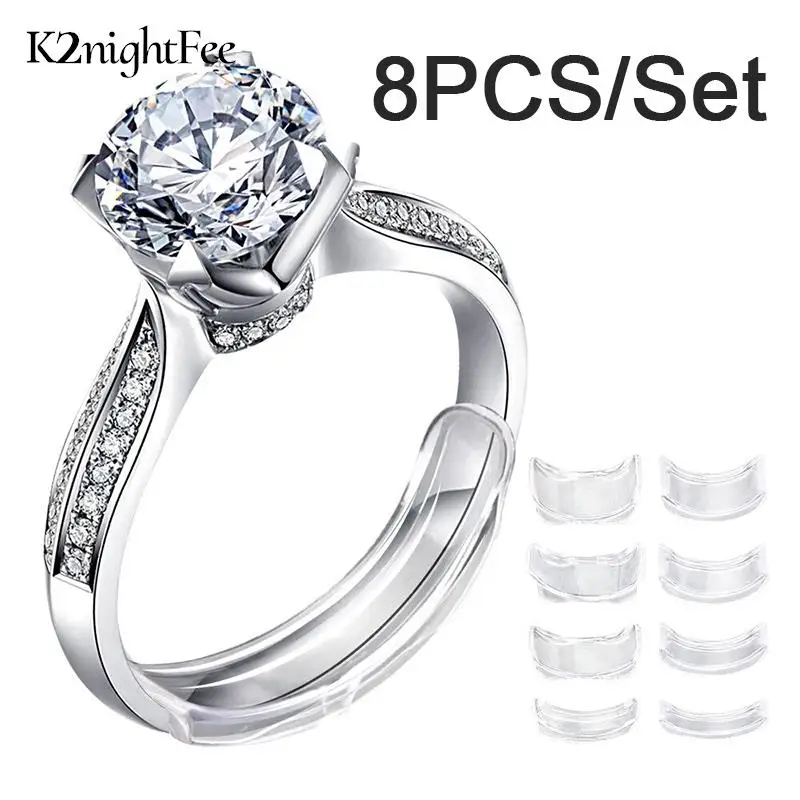 8 Different Sizes Silicone Invisible Clear Ring Size Adjuster Tighten