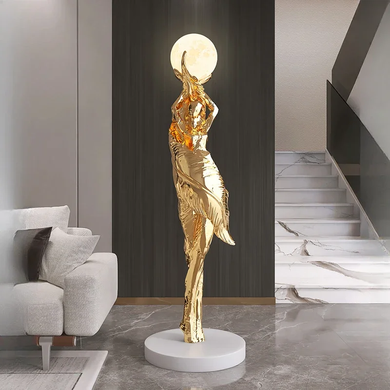 Amoy-Art Modern Statue Figure Telescope Abstract Decor Woman Girl