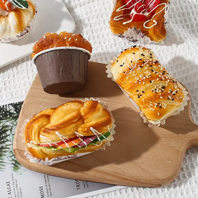 Faux gâteau pain Cupcake pâtisserie boulangerie pain doux artificiel modèle alimentaire accessoires réfrigérateur autocollants Simulation Dessert échelle 1