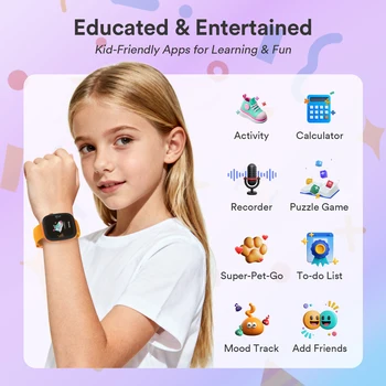 4G Kids GPS Smartwatch with SIM Card, Video Call, Two Way Call, SOS, Parental Controls, IP68 Waterproof Best Gift for Child 5