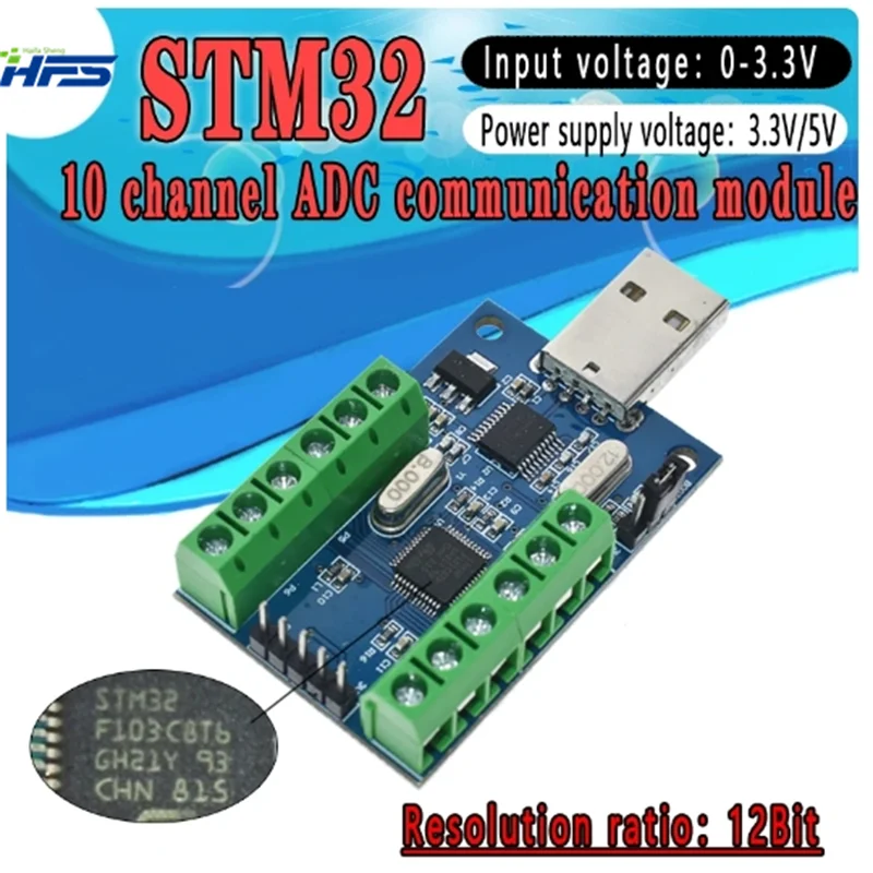 

STM32F103C8T6 USB Interface 10 Channel 12Bit AD Sampling Data Acquisition STM32 UART Communication ADC Module