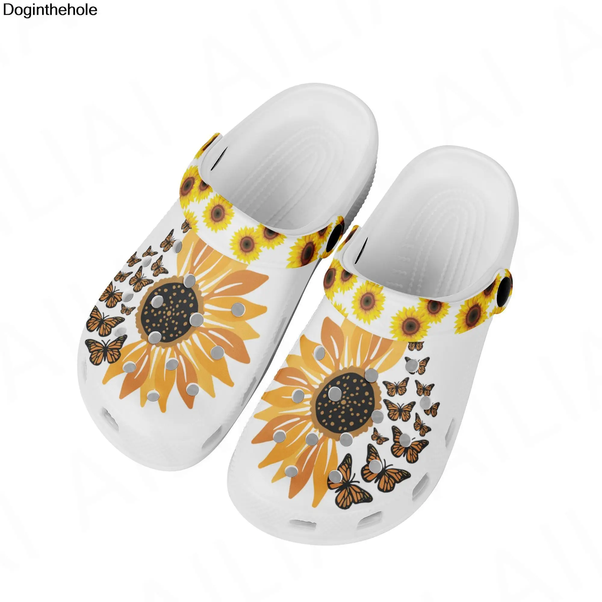 

Summer Breathable Slippers Butterfly Sunflower Hole Flat Shoes for Women Home/Outdoor Non-slip Sandals Girl Comfortable Sneakers