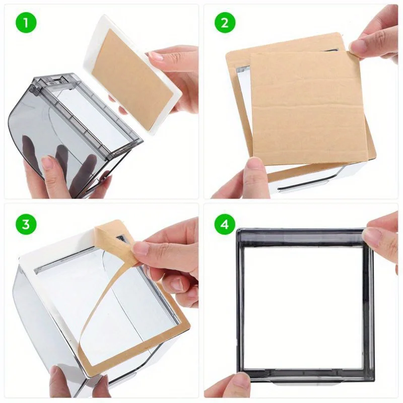 3pcs 86 Type Self-Adhesive Wall Socket Waterproof Box Electric Plug Cover Bathroom Wall Switch Protection Cover Socket Box