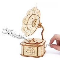 3D Wooden Gramophone Music Box Puzzles Kits for Teen Adults Construction Models Set Toys DIY Assembling Machnical Christmas Gift 1