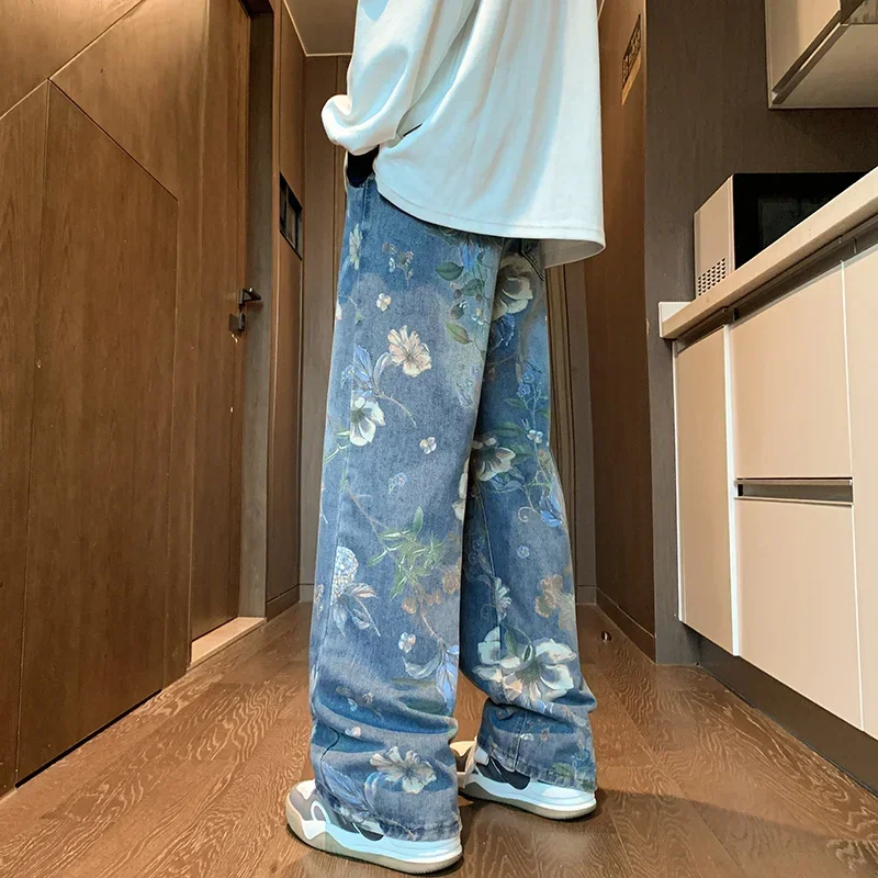 【MODERNIF】Organic wide denim pants 2024 cross border men's jeans trade retro loose - Temu