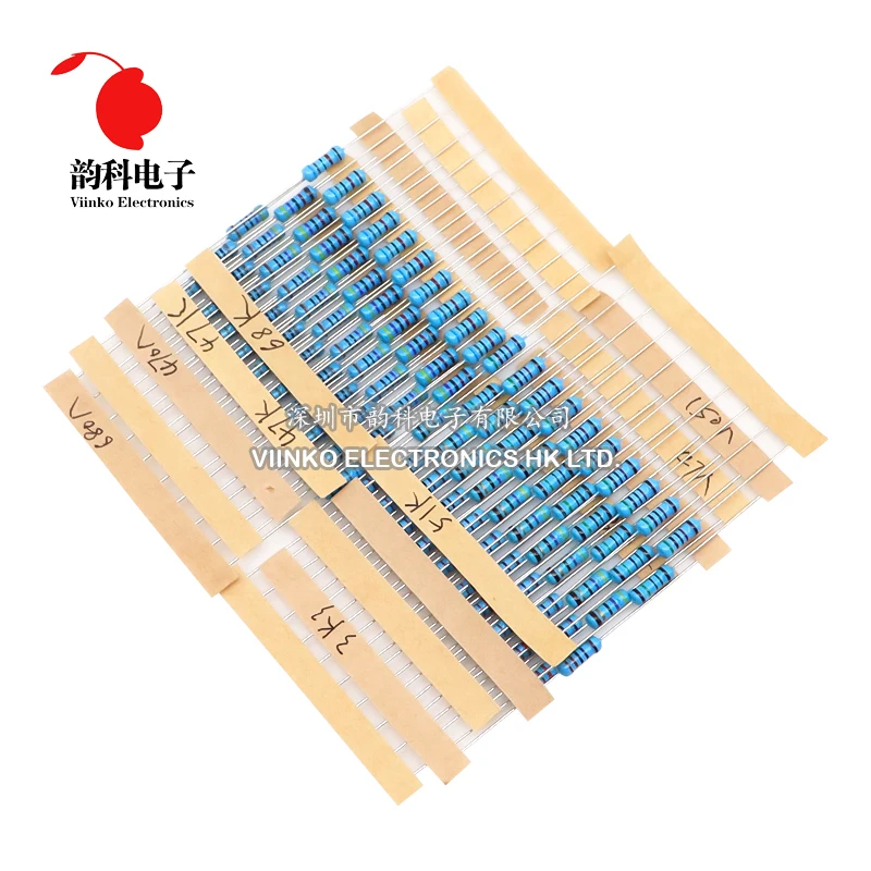 300PCS 1/4W 1/2W 1W 1% Metal Film Resistor Assortment Kit 10R-1M Ohm Resistance Set