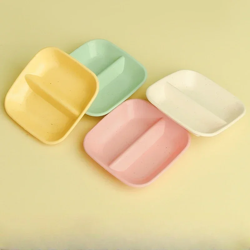 Creative Wheat Straw Separate Plates Square Dessert & Beverages Plate Dish Solid Pink Beige Sushi Children's Food Divider Plates