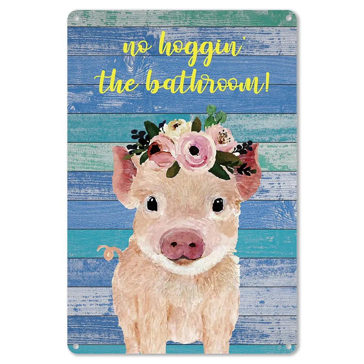 

Bathroom Quote Pig Metal Tin Sign Wall Decor - Rusitc Farmhouse Bathroom Sign for Toilet Bathroom WC Washroom Decor Gifts for