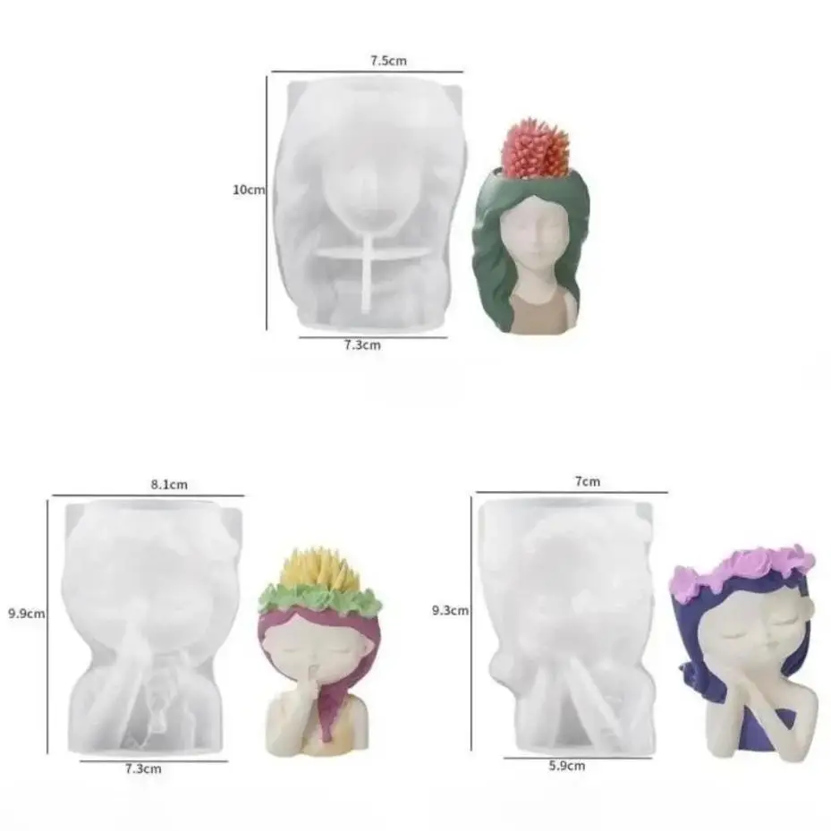 1 개의 PC 실리콘 형 3D 귀여운 소녀 꽃 가가정 장식을 위한 DIY 수제 공예품 플라스터 가가정 장식을 위한 크리스탈 에폭시 수지 형