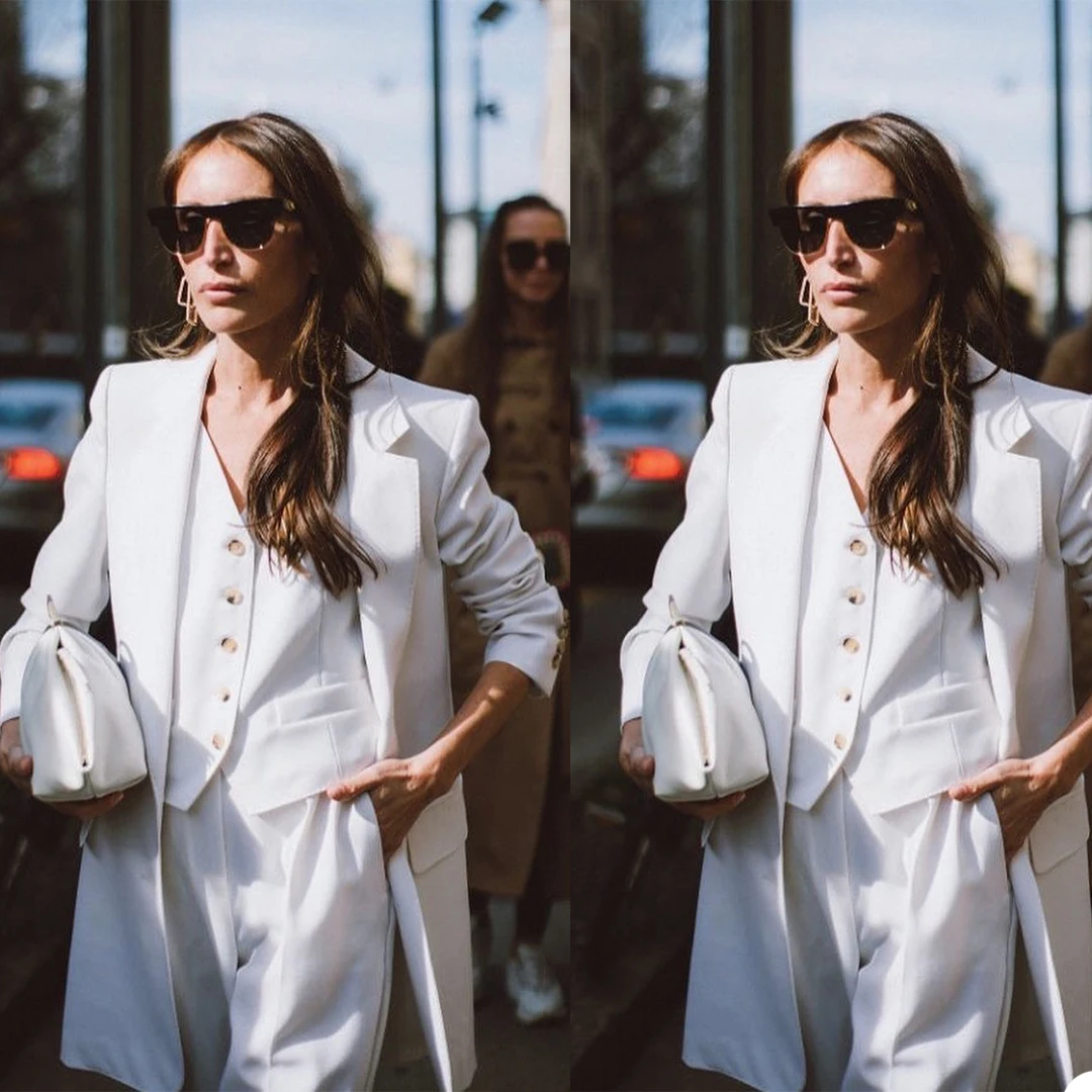 

Женские Брючные костюмы из 3 предметов, облегающий Длинный блейзер на 2 пуговицах, деловой костюм, женский костюм для выпусквечерние вечера и свадьбы (пиджак + жилет + брюки)