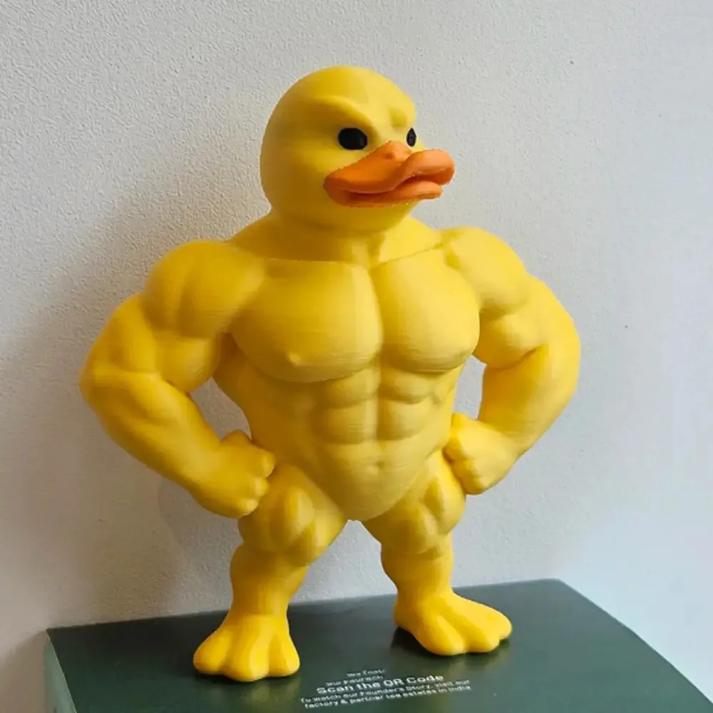Muscular Duck Statue - Funny Gym Decor, Desk Decoration for Home, Office, or Gifts, Durable Plastic Construction