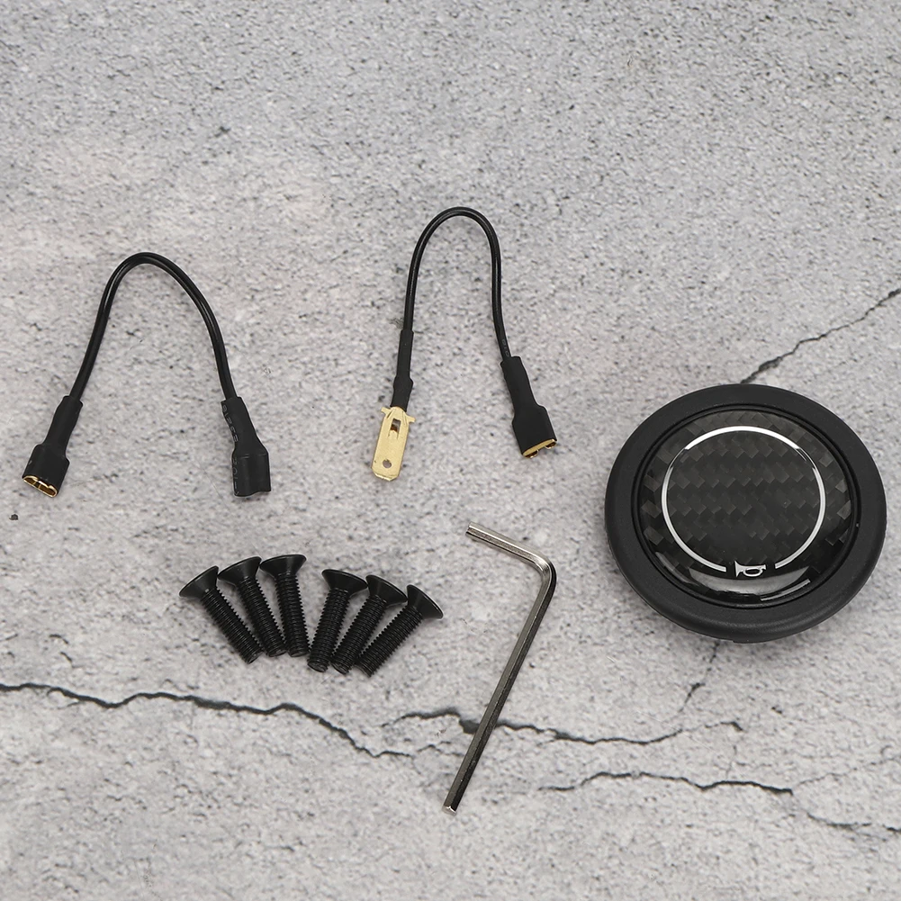 Horn Switch Steering Wheel Switch Carbon Fiber Horn Push Button Kit 6 Nardi Steering Wheel Car Modified Accessory