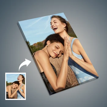 1 Pc Customized Photos on Canvas with DIY Wood Frame or frameless poster,Personalized Custom Photos for Your Lover,family,friend 1