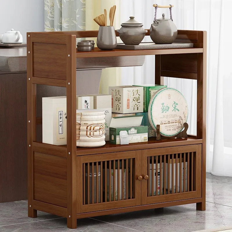 Bamboo kitchen tea cabinet home dining sideboard living room shelf tea table office set sundries storage cabinet