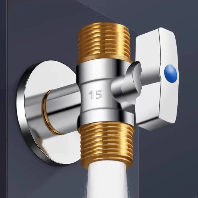 J6BB Pack of 2 Sturdy Brass Stop Valves 1/4 Turn Inch F1807 X 3/8 Inch OD Compression Designs for Toilets and Faucets