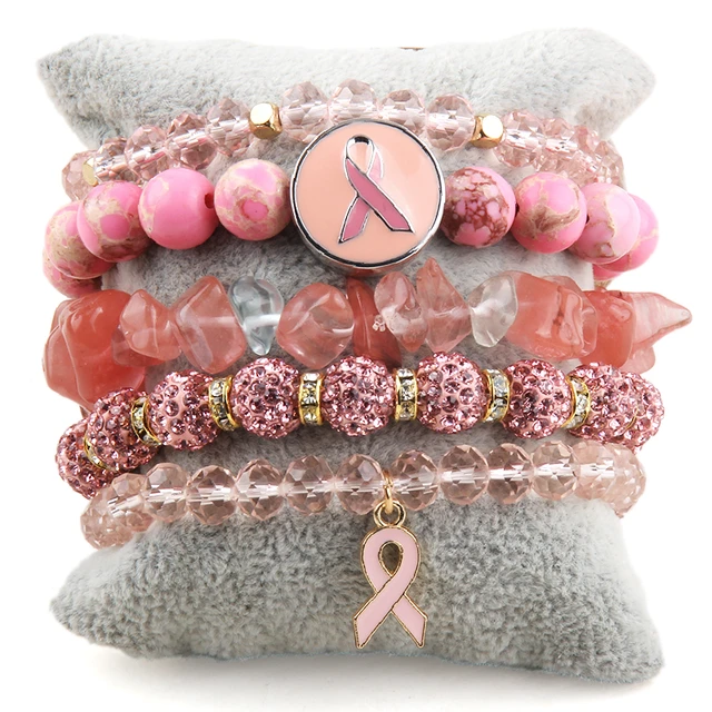 Breast Cancer Awareness Charm Bracelet - Find The Cure Bracelet - Breast  Cancer Pink Ribbon Bracelet