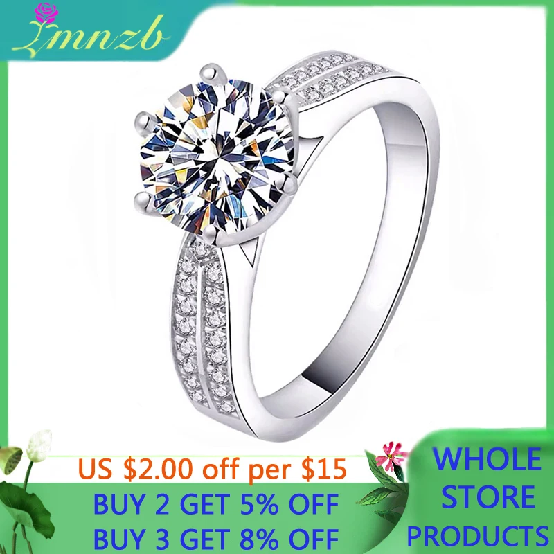 LMNZB Tibetan Silver Jewelry Rings for Women Cubic Zirconia Bridal Wedding Engagement Band White Gold Color Ring