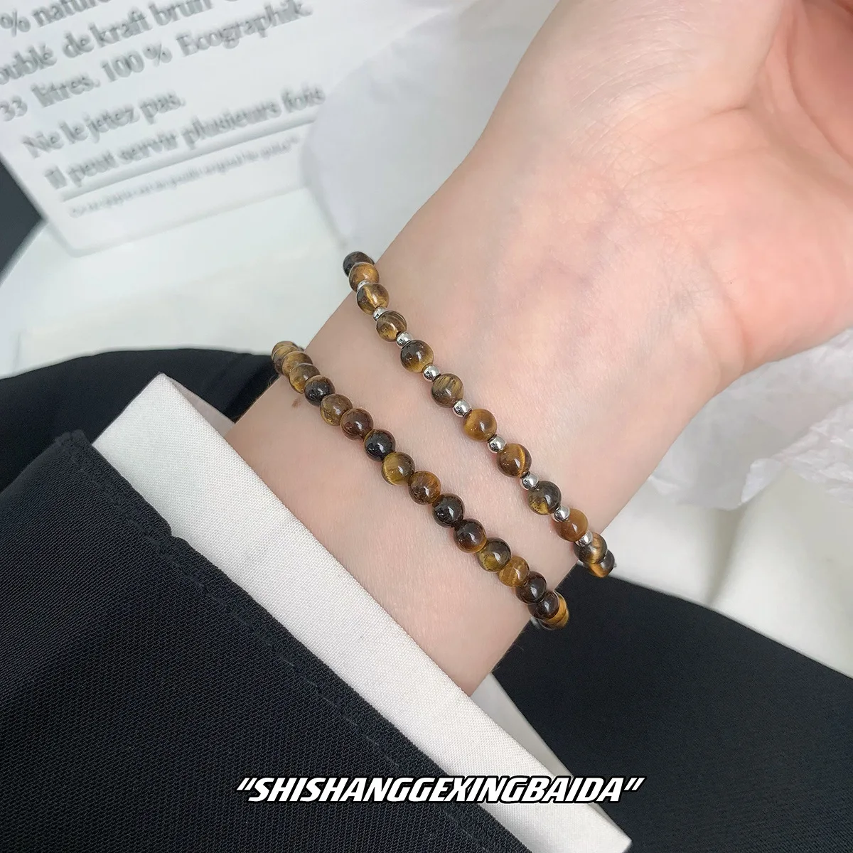 925 Sterling Silver Tiger Eye Bracelet, Exquisite Gemstone Wristband for Women, Unique and Stylish Decoration 2