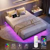 Full Size Floating Bed Frame with USB Charging Station and Smart LED Lights, Heavy Duty Mectal Platform Bed Frame 3