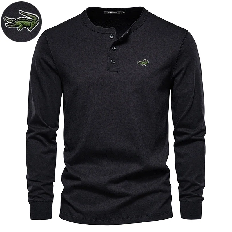 

2023 High quality T Shirt Men Casual Solid Color Long Sleeve T Shirt for Men Autumn High Quality 100% Cotton Mens T Shirts